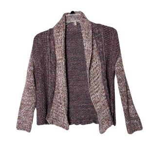 Anthropologie Moth | Earth Tone Woodhouse Mixed Knit Open Front Cardigan, Small